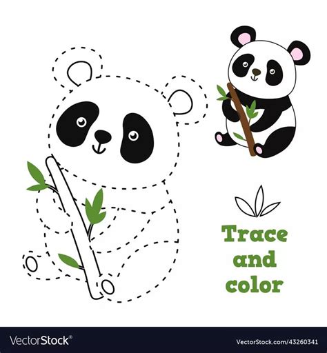 A Panda Bear Is Playing With A Bamboo Branch And The Word Trace And