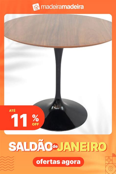 Mesa De Jantar Tulipa Saarinen Redonda 140cm Imbuia Preto