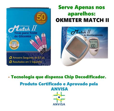 Kit Tiras Para Medir Glicose Ok Meter Match Ii Parcelamento Sem Juros