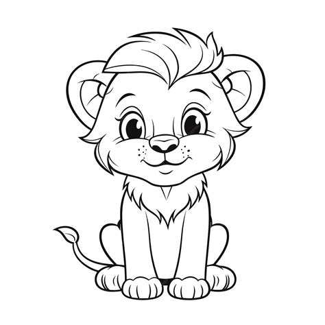 Premium Vector Coloring Page Outline Of Cute Lion Childrens Cartoon