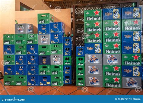 Wall Of Heineken And Tiger Beer Crates In Nha Trang Vietnam Editorial