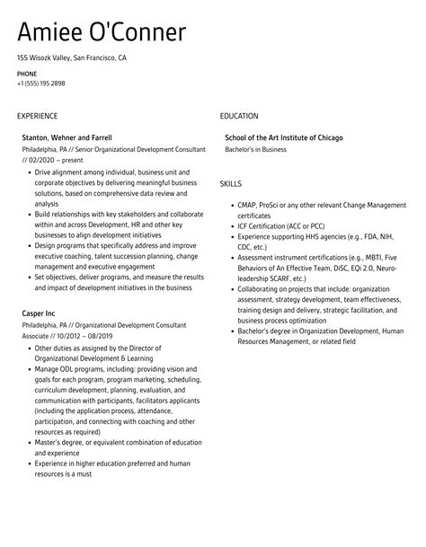 Organizational Development Consultant Resume Samples Velvet Jobs