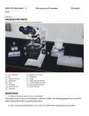 BIOS 1705 LAB Week One Docx BIOS 1705 Worksheet 1 Microscopy And