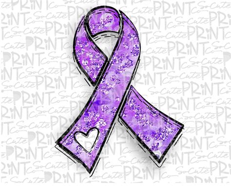 Awareness Purple Ribbon Clipart Cancer Awareness Png File Etsy