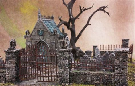 Tabletop World Graveyard Graveyard Halloween Diorama Halloween Village