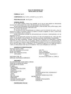 HOJA DE SEGURIDAD XXII HIPOCLORITO DE SODIO Hoja De Seguridad Xxii