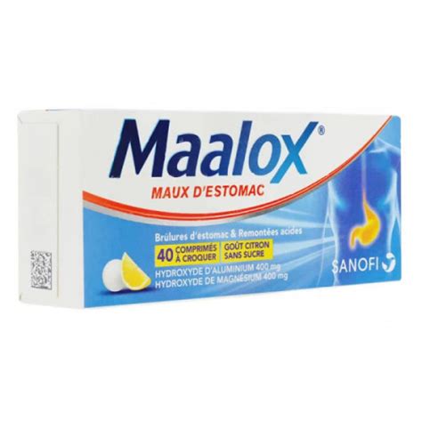 Maalox maux d estomac citron sans sucre 40 comprimés à croquer