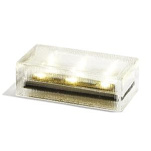 Solar Brick Outdoor Light X Large Glass Paver Striped Texture