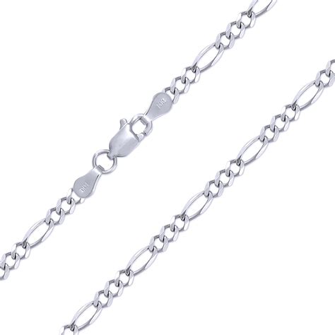 K Solid White Gold Figaro Necklace Chain Mm Etsy