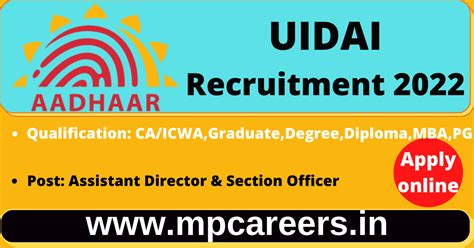 Uidai Assistant Director Assistant Section Officer Posts