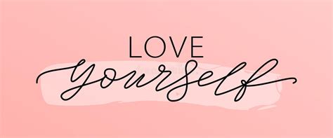 Love Yourself Quote Single Word Modern Calligraphy Text Print Vector