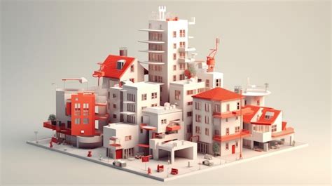 Premium Photo | Th modern stack building 3d illustration style