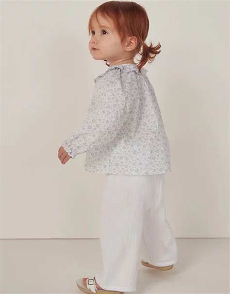 Margot Floral Organic Cotton Hand Smocked Blouse And Pants Set 0 18mths