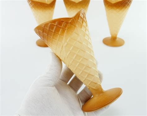 Vintage Waffle Cone Ice Cream Glasses Set Of 4 Sundae Milkshake