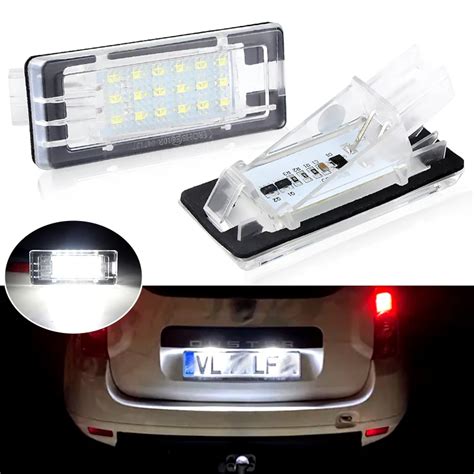 2pcs 12V White Error Free LED License Plate Lights For Renault Dacia