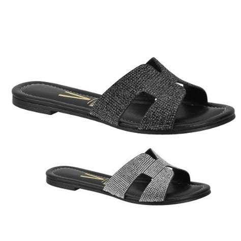 Chinelo Rasteirinha Feminino Slide Flat Preto Brilho Vizzano 6371 364