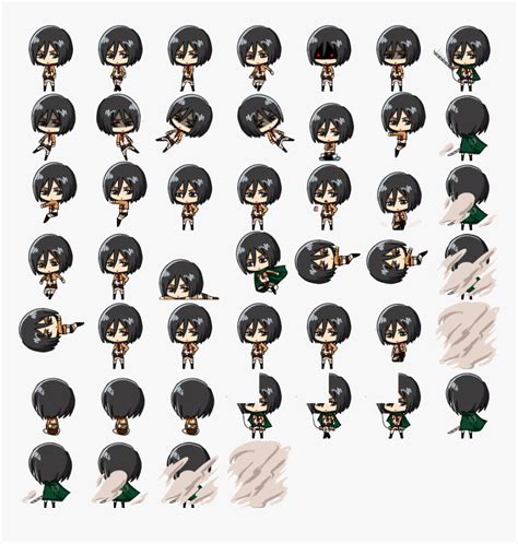 Shimeji Mikasa , Png Download - Attack On Titan Pixel Sprites ...