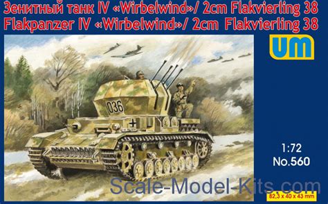 Flakpanzer IV Wirbelwind 2cm Flakvierling 38 UniModels Plastic Scale