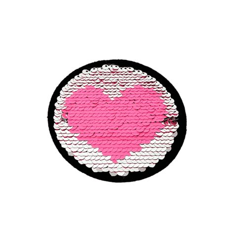 Patch Thermocollant Sequin Rond Coeur 9 Cm Lou Passion