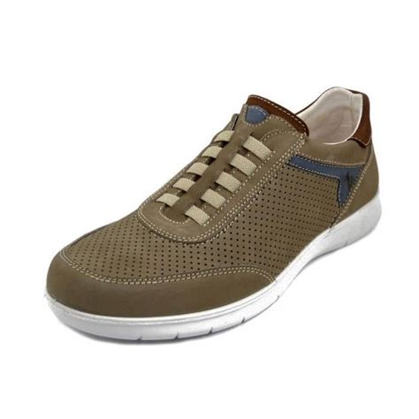 Chaussure pour homme en cuir nubuk beige semelle intérieure amovible