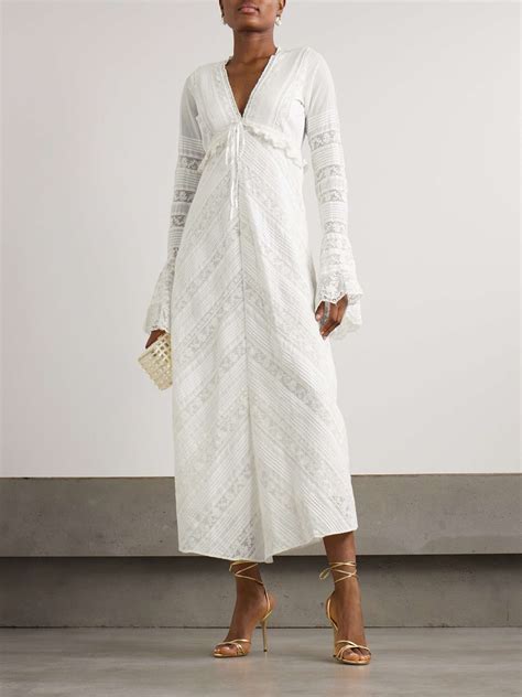 Loveshackfancy Weil Pintucked Lace Trimmed Cotton Maxi Dress Net A Porter