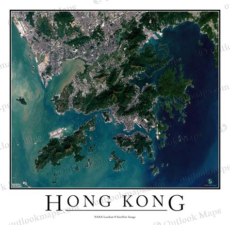 Hong Kong Satellite Map Print | Aerial Image Poster