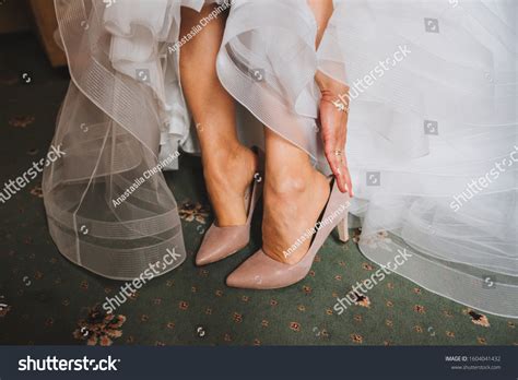 Close Bride Elegant Nude Shoes Wedding Stock Photo Shutterstock