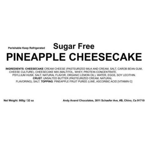 Andy Anand Delicious Gluten Sugar Free Pineapple Cheesecake