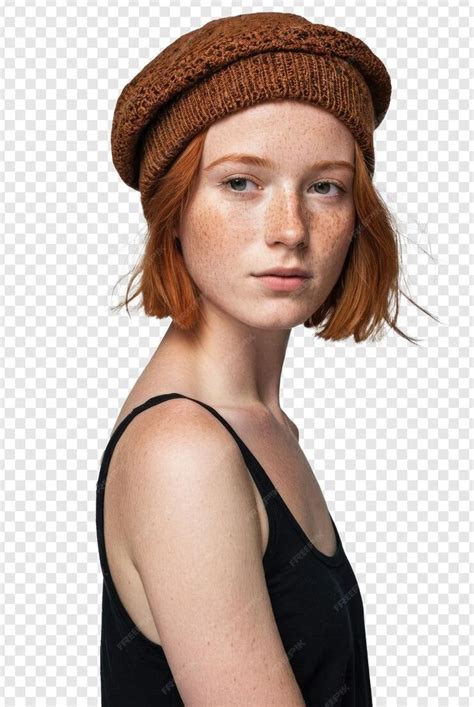 Premium Psd Side View Of Beautiful Woman Wearing Tank Top And Beanie