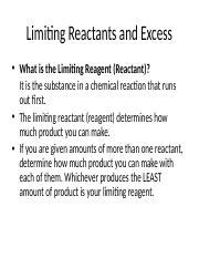 Understanding Limiting Reactants In Chemical Reactions Course Hero