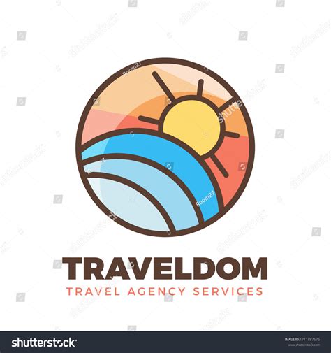 Minimal Geometric Sea Sun Travel Logoicon Stock Vector Royalty Free