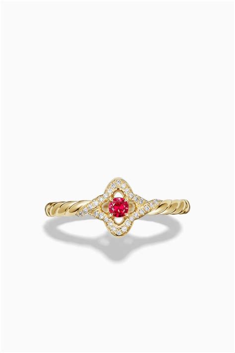 Buy David Yurman Yellow Venetian Quatrefoil Ruby Diamonds Ring For