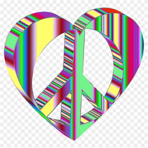 Peace Heart Mark Ii Psychedelic No Background 3d Clipart With No