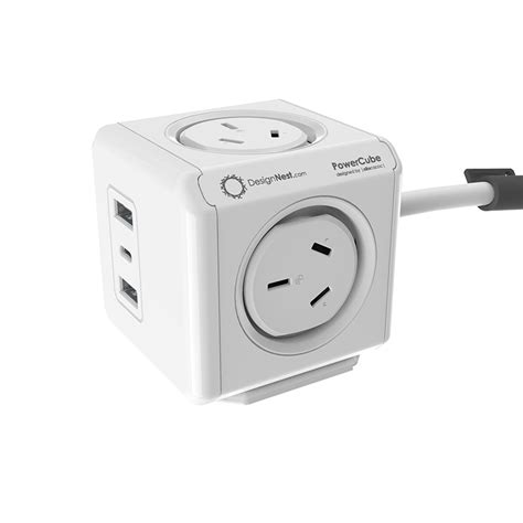 Allocacoc PowerCube Extended 4 Outlets 2 USB-A + 1 USB-C PD 20W with ...