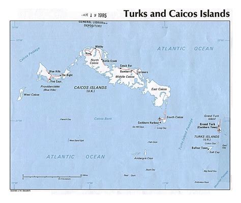 Large political map of Turks and Caicos Islands with roads, major ...