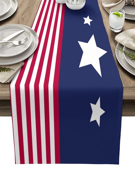 Th Of July Table Runners American Flag Independence Day Table Runners