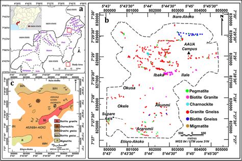 A Location Map Of Ondo State Showing The Study Area B GRS Data