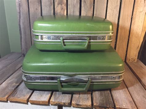 Vintage Green Samsonite Suitcases Vintage Suitcase Vintage Luggage By