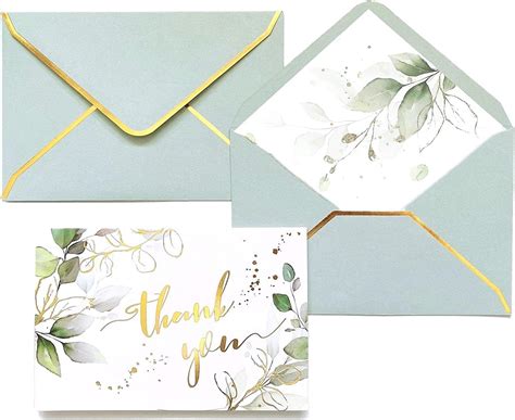 Winoo Design Heavy Duty Green Thank You Cards With Envelopes Greenery