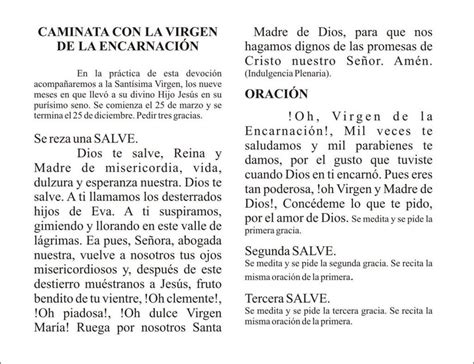 Oraci N A La Virgen De La Encarnaci N Oraciones Oracion A La Virgen