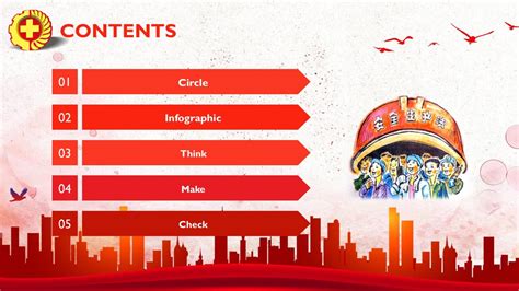 Work Safety Powerpoint Templates Buildings Landmarks Red Backgrounds