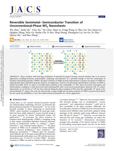 PDF Reversible Semimetal Semiconductor Transition Of Unconventional