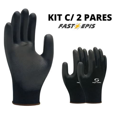 2 Pares de luvas Segurança Multitato PU Super Safety SS1003 Fast Epis