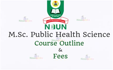 Noun Msc Public Health Science Course Outline And Fees Noungeeks