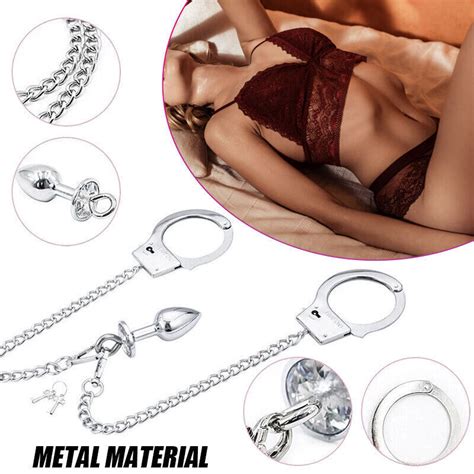 Handcuff Anal Plug Butt Bondage Metal Restraint Sm Bdsm Adult Sex Toy