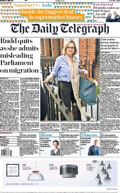 The Daily Telegraph Uk Front Page For 30 April 2018 Paperboy Online