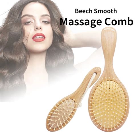 Natural Hair Care Healthy Bamboo Comb Scalp Massage Anti Static Tangle Hairbrush Wooden Paddle