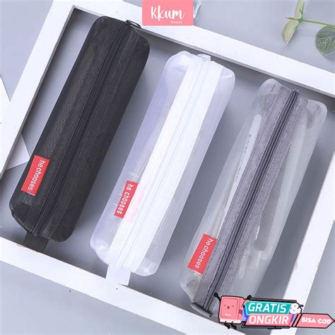 Jual Kotak Pensil Korea Pouch Tempat Pensil Transparant Simple Bening