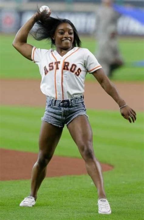 Olympic Gymnast Simone Biles Throwing Out The First Pitch At The