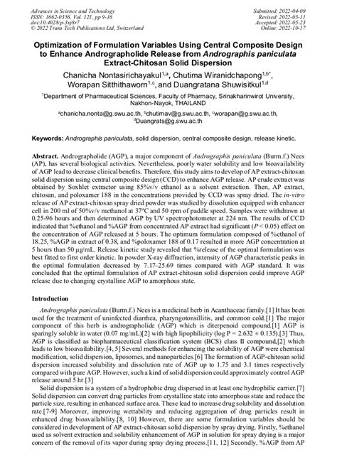 Optimization Of Formulation Variables Using Central Composite Design To